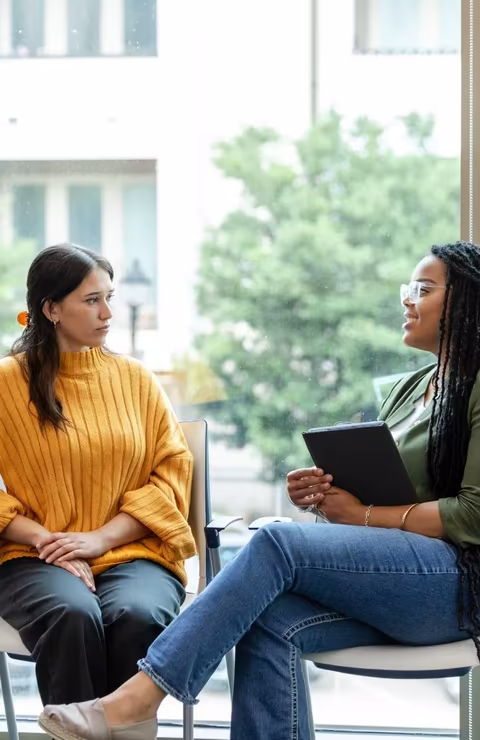 Client speaking with one of our therapists in NYC during a private counseling session